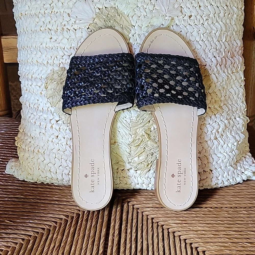 Kate Spade Berlin black woven sandals, size 7.5M